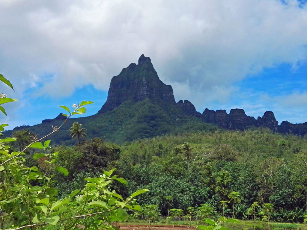 Le Mont Rotui ou la montagne sacrée sur l'île de Moorea, archipel de la Société, Polynésie Française