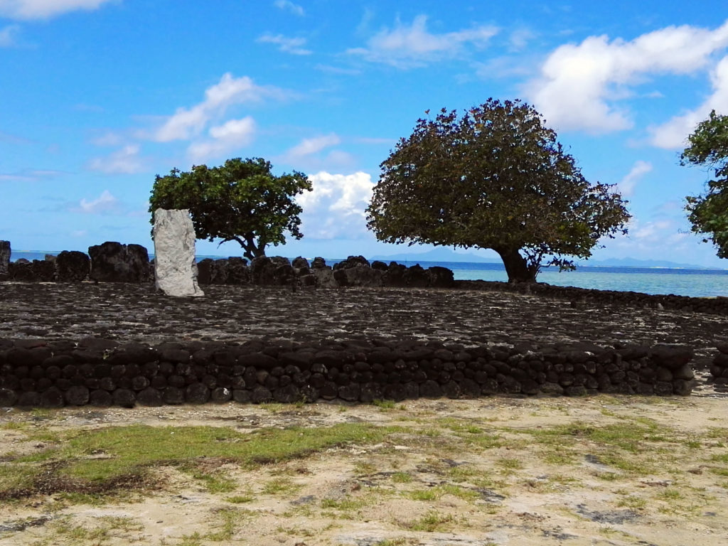 Marae Hauviri temple d'intronisation des souverains sur l'île de Raiatea, archipel de la Société en Polynésie Française