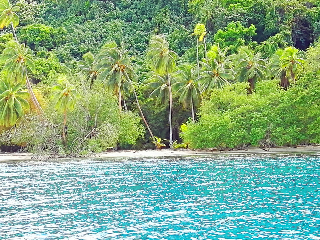 Plage Joe Dqssin sur l'île de Taha'a archipel de la Société en Polynésie-Française.
