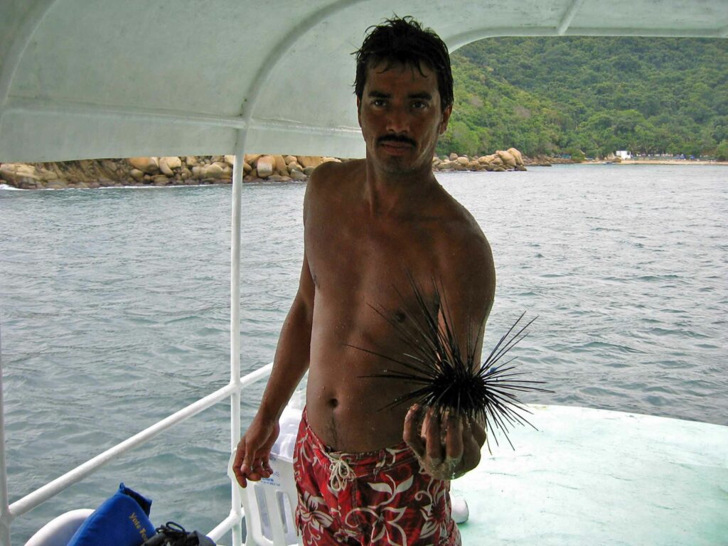 Que voir au Mexique en 10 jours Pêcheur d'oursin dans la baie de San Marquès au Mexique