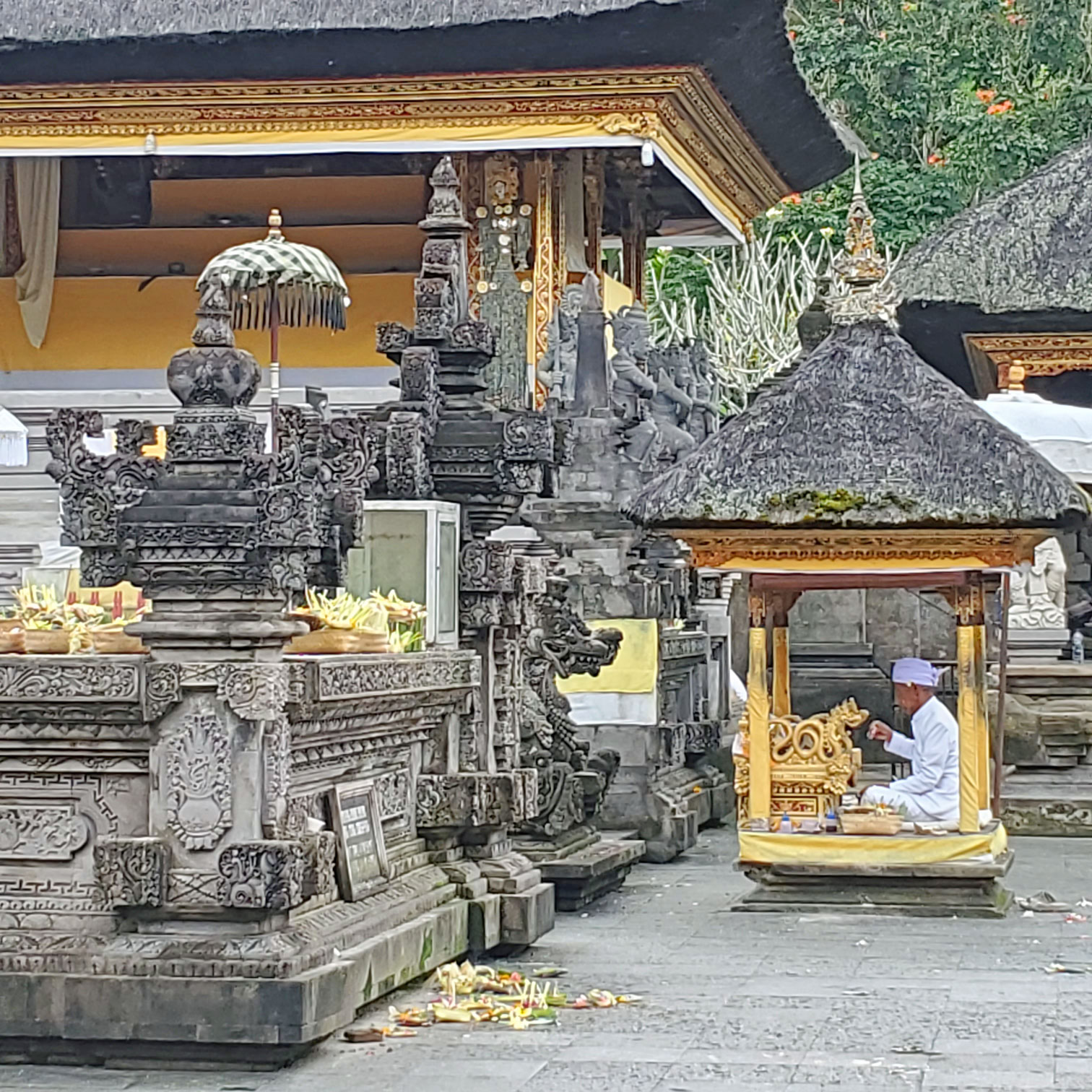 Que visiter à Bali en 10 jours. Un grand prêtre à Tirta Empul